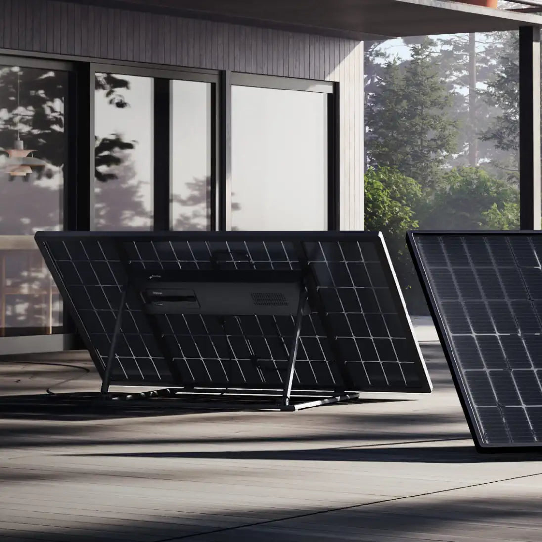 Panneaux solaires plug and play avec batterie Sunology Max sur terrasse